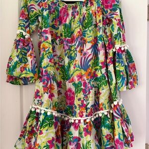 Swimsuit cover up Floral Off-Shoulder Ruffle Dress - Multicolor